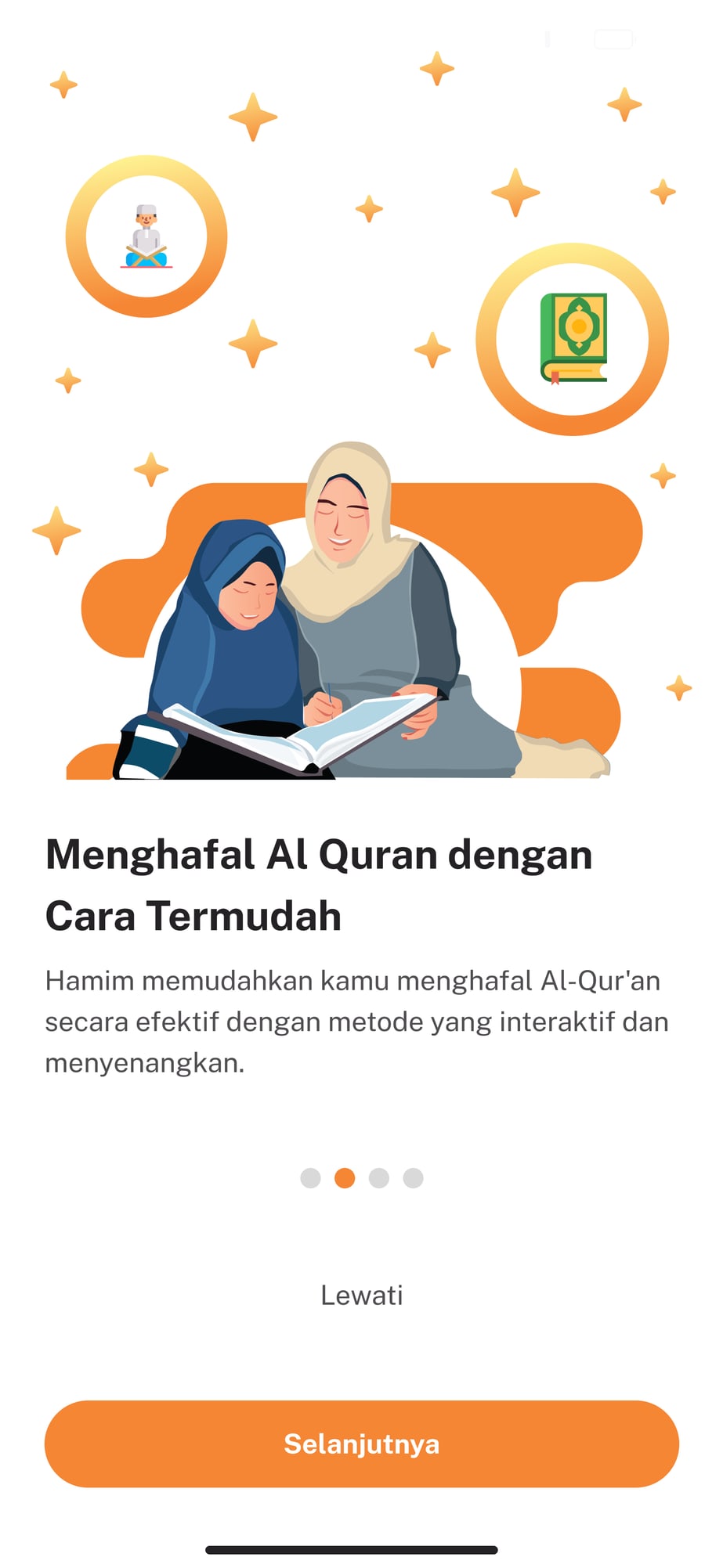 Onboarding kedua: panduan belajar dan progres pengguna.